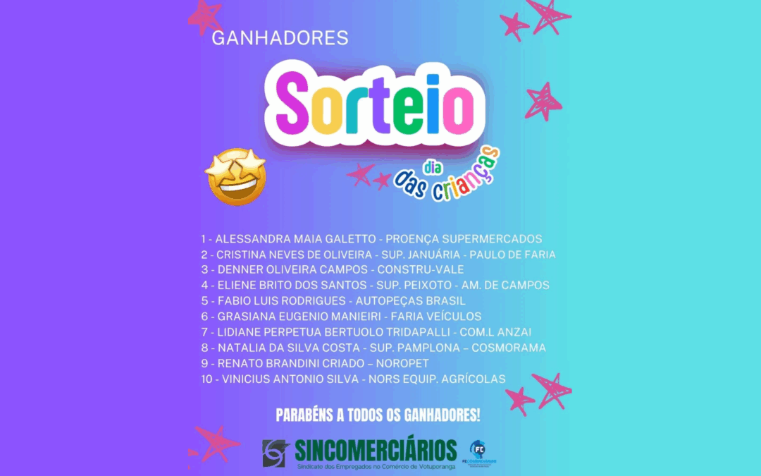 Resultado do Sorteio – Dia das Crianças no Sindicato!